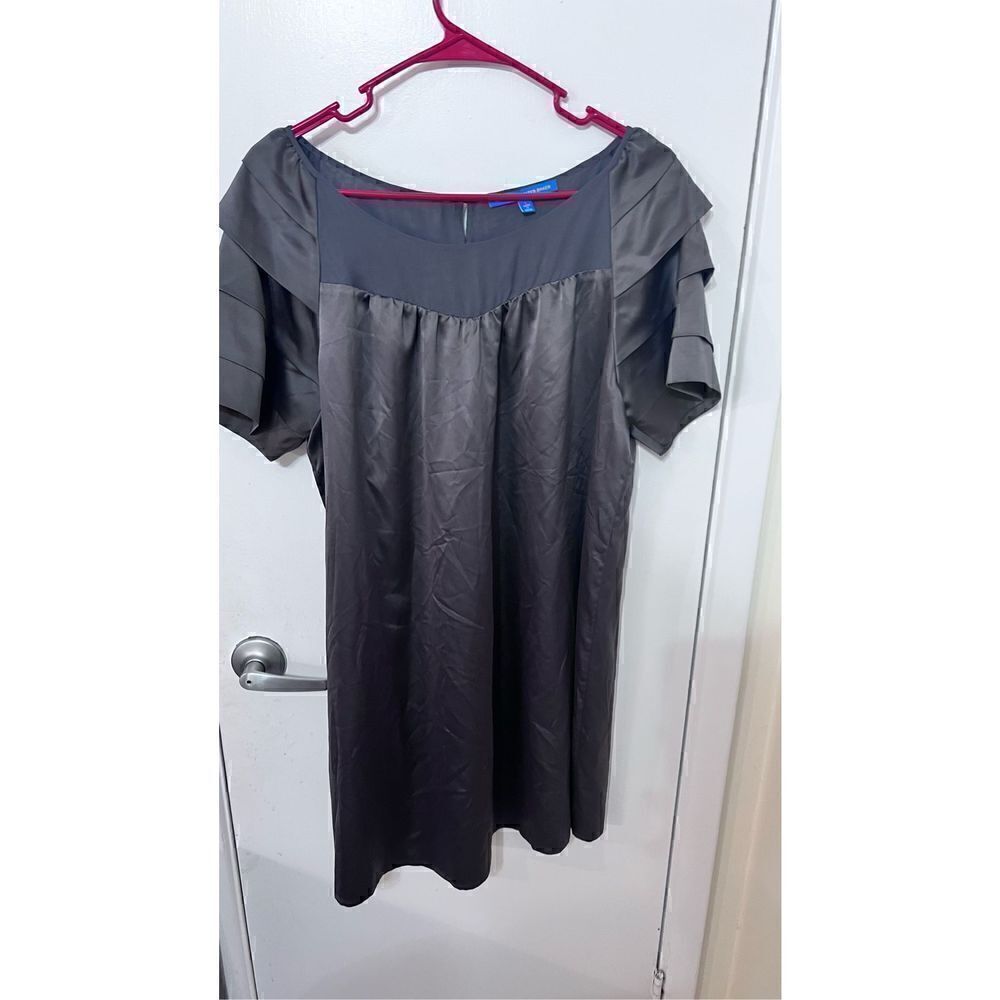 Walter x Walter Baker Womens Silk Satin Short Sleeve Shift Dress Gray Size Large